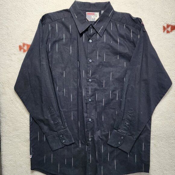 Vintage Mecca Long Sleeve Shirt Large Black Button Up Skater Baggy Oversized Y2K - Picture 2 of 6